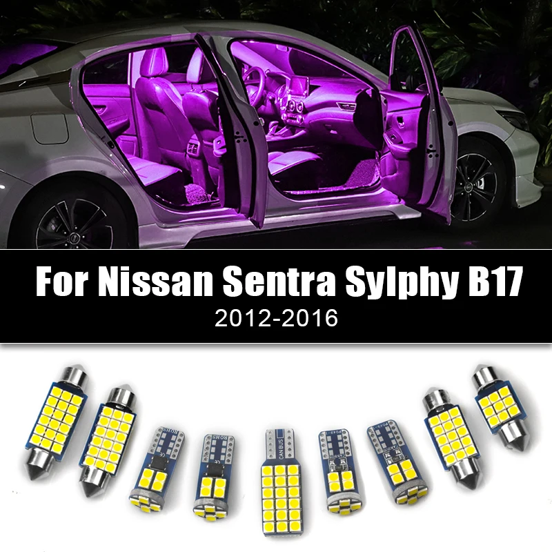 4pcs 12v Car LED Bulbs For Nissan Sentra Sylphy B17 2012 2013 2014 2015 2016 Auto Interior Dome Light Reading Lamps Accessories