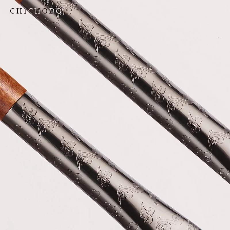 CHICHODO Cosmetic Brush-Laser Carved Auspicious Clouds Pattern Tube Makeup Brushes-Pony Hair Smoky Makeup Brush-E206