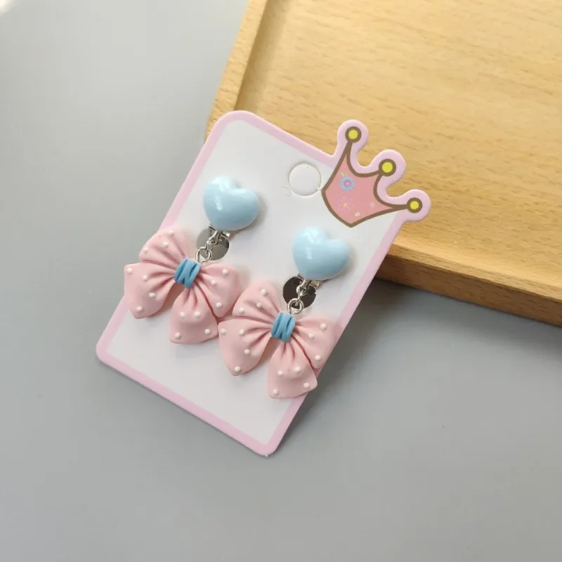 New Cute Fashion Children Cartoon Acrylic Ear Clips No Ear Hole Jewelry Princess Girl Earrings Fashionable Girl Clips