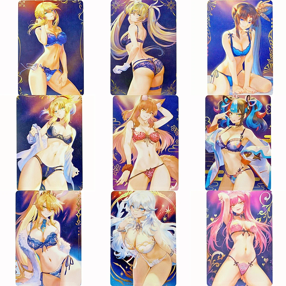 9Stks / Set of Anime Characters Flash Cards Fgo Lingerie Swimsuit Secondary Selection of Cards Cute Kawaii Collection Card