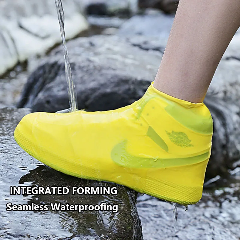 1 Pair Waterproof Non-slip Silicone Shoe Covers High Elastic Wear-resistant Outdoor Rainy Day Reusable Shoe Cover Accessories