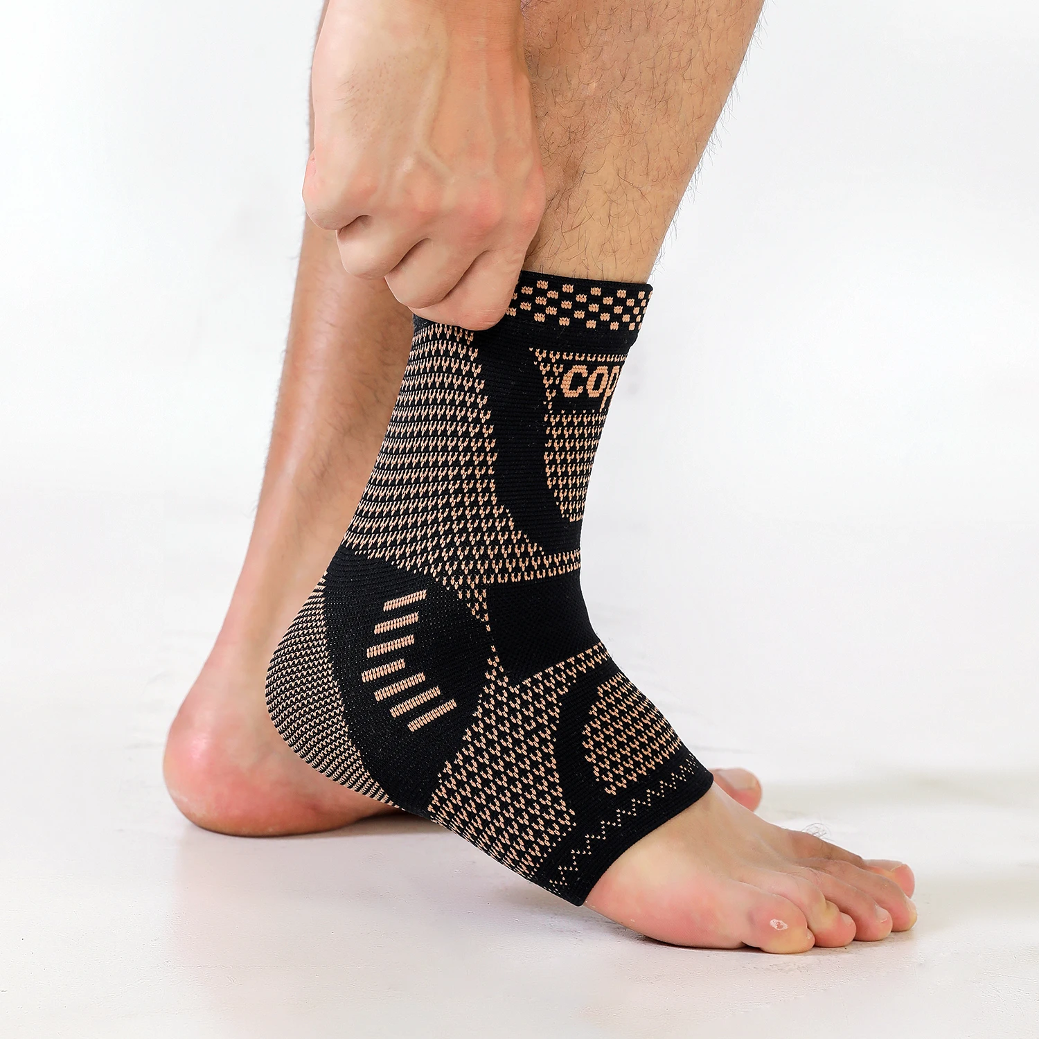 Adjustable compression copper fiber ankle support, suitable for men and women, running, hiking, basketball, ankle support, sport image 3