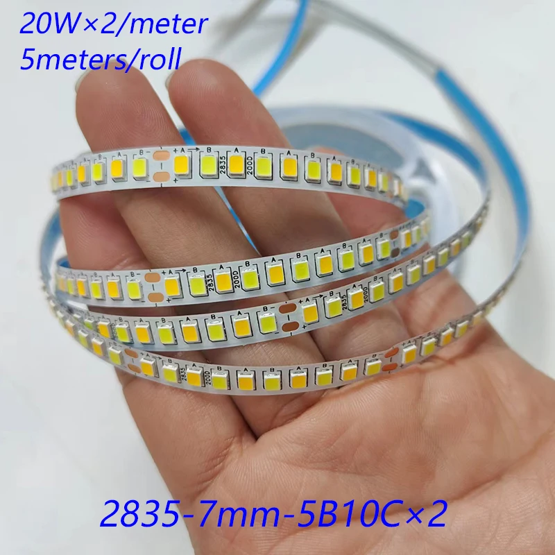 

(2 solder joints) 2835-200D-5B10CX2 strip constant current LED ribbon 5 meters 100Wx2colors light belt be used in chandeliers