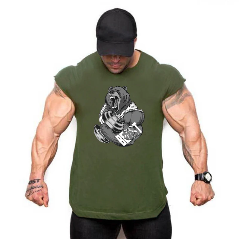 Brand Casual Clothing Bodybuilding Tank Top Men Gym Fitness Vest Singlet Sleeveless Shirt Solid Cotton Muscle Sports Undershirt