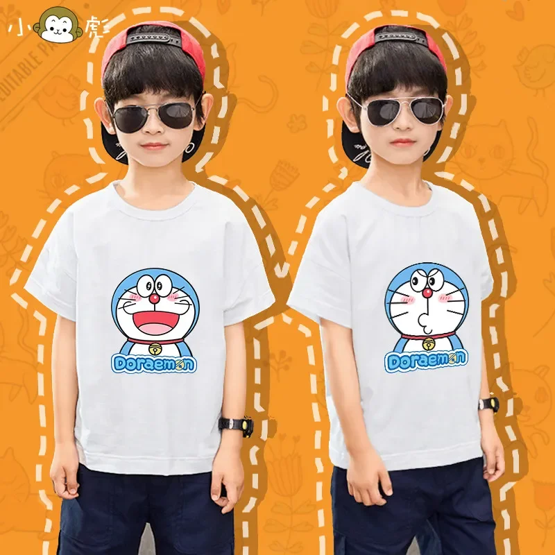 Doraemon Little Tinker Bell Catman Cartoon T-Shirt for Boys and Girls, Men and Women, Suitable for Children's Clothing