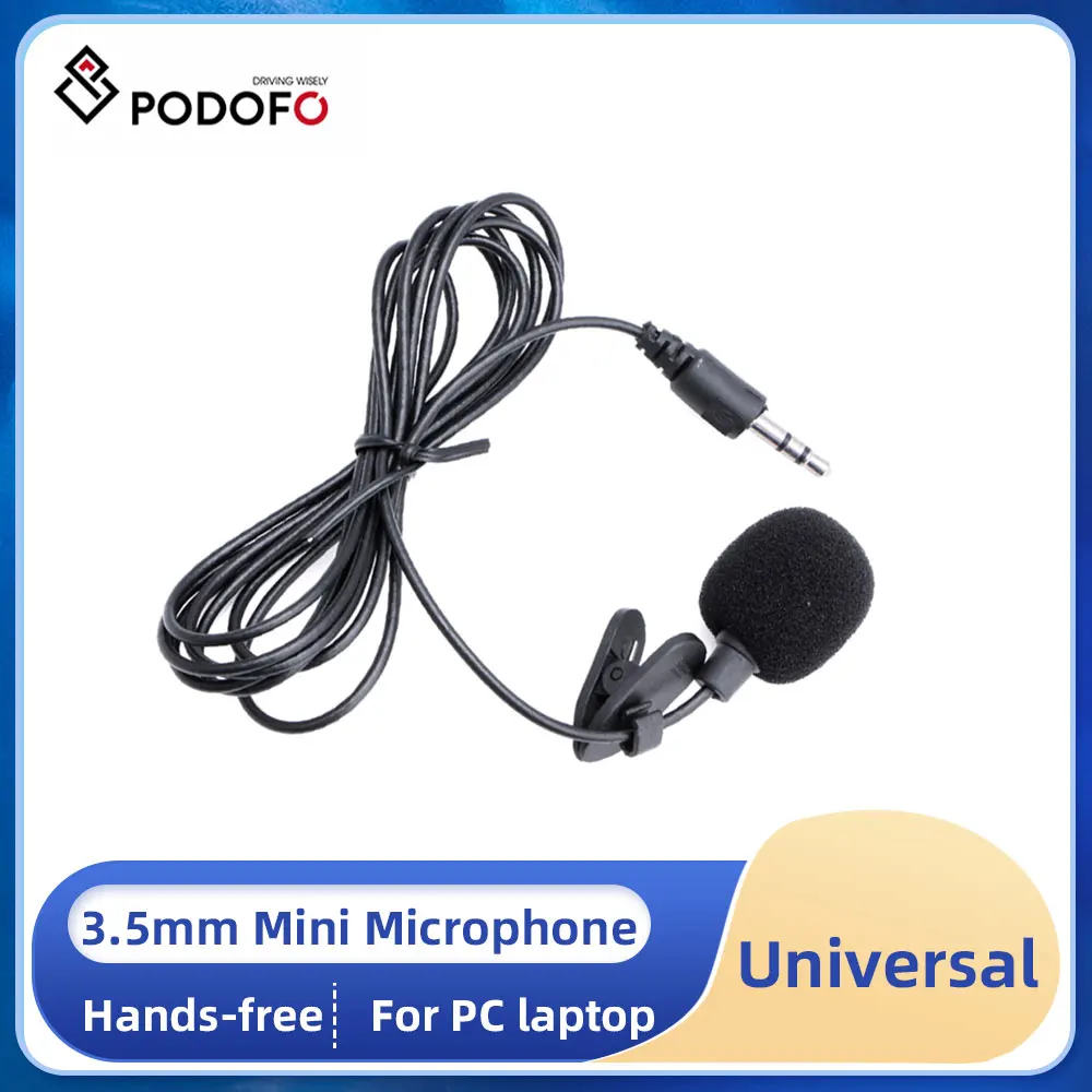 Podofo 3.5mm Universal Portable Mini Mic Microphone Hands Free Clip on Microphone Mini Audio Mic For Car Radio Lound Speaker