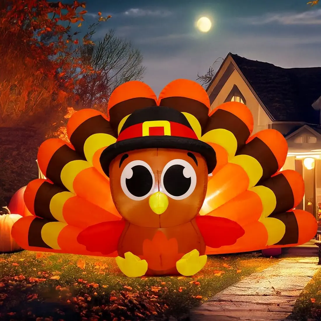 8 FT LED Lights Thanksgiving Turkey Inflatable Hot Selling Turkey Blow up Factory Price Outdoor Thanksgiving Decorations