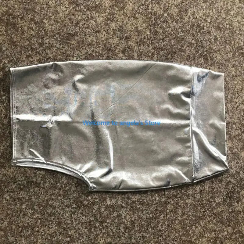 X4YC Saia midi metálica brilhante couro sintético com fenda lateral para mulheres saia lápis bodycon cintura alta para e