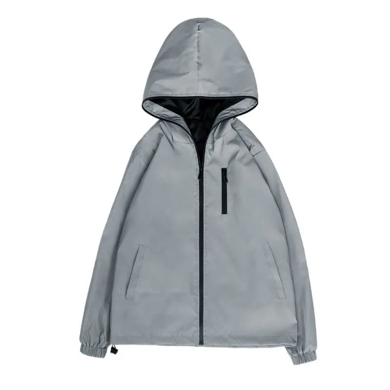 حجم كبير الرجال ربيع الخريف تنوعا كامل عاكس سترة واقية سترات مضادة للماء الذكور شارع العليا الهيب هوب فضفاض مقنعين معاطف #6