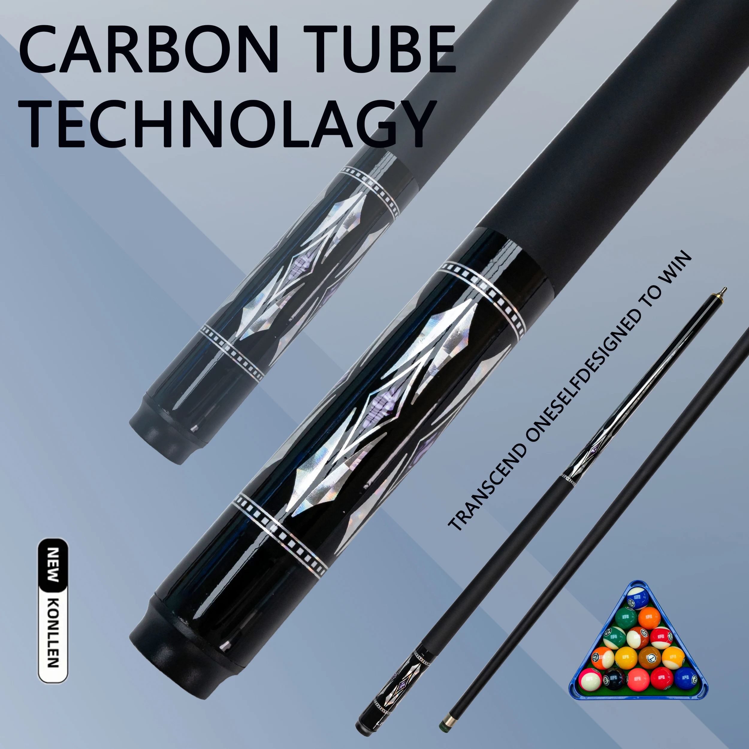 

Carbon Fiber Pool Cue Stick with 9.5mm Tip Ideal for Chinese 8 Ball and American 9 Ball Sturdy and Durable