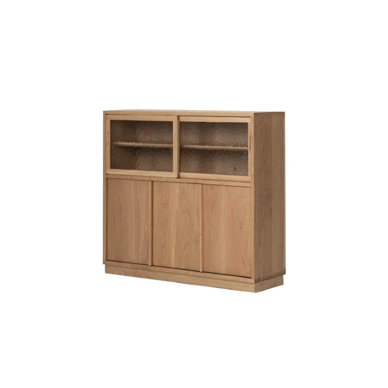 

Solid wood dining side cabinet, cherry wood log household storage cabinet, floor-to-ceiling storage white oak cabinet tea cabine