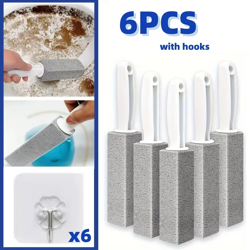 6PCS Pumice Stone Toilet Cleaning Stick Seat Limescale Rust Stain Dirt Removal Brush Bathroom Tile Sink Household Washing Tools