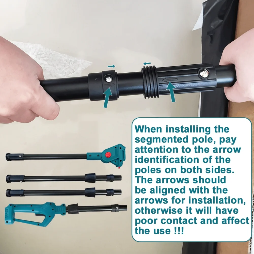 3-pin Socket Extension Pole 4 Sections Outdoor Rotating Head Electric Tree Pruner Pole Extension Kit For Patuopro Pruning Shear