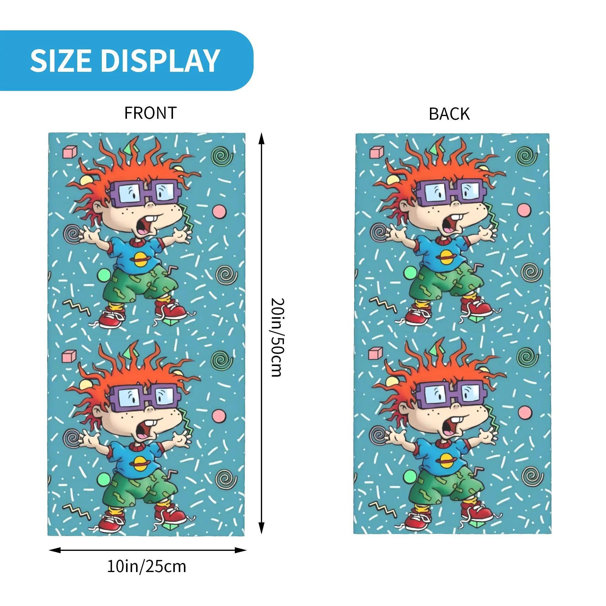 Custom Chuckie R-Rugrats Neck Gaiter Women Men UV Face Shield Winter Anime Surprised Bandana Scarf for Cycling