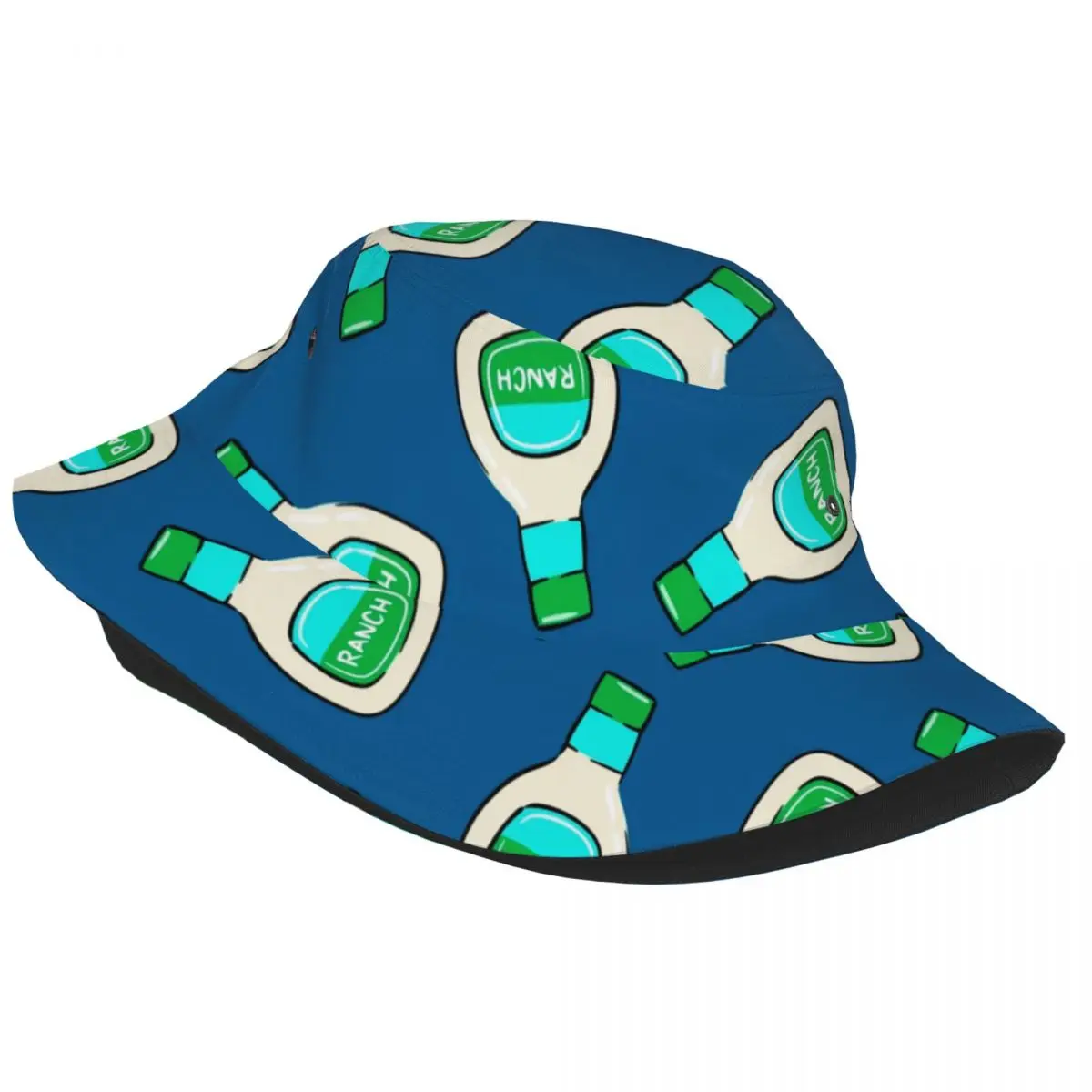 Harajuku Ranch Salad Dressing Bottle Blue Bucket Hat Unisex UV Protection Outdoor Sport Fishing Hat Bob Hat