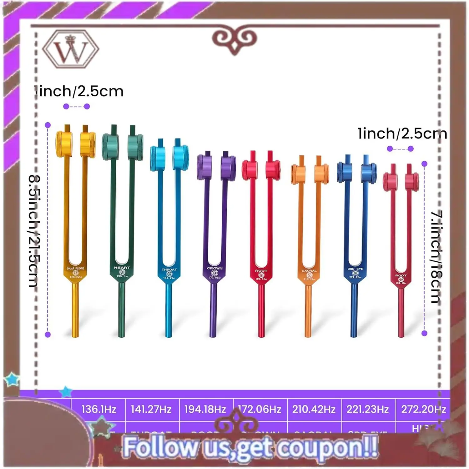 

ABBG-Chakra Tuning Fork Set, Tuning Forks For Healing Chakra Set, For Healing,Sound Therapy,Keep Body Easy Install Easy To Use