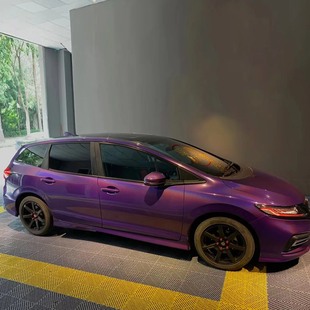 Wrapmaster 5M/10M/17M Rainbow Chrome Glossy Laser Dark Purple Car Vinyl Wrapping Car Body Film