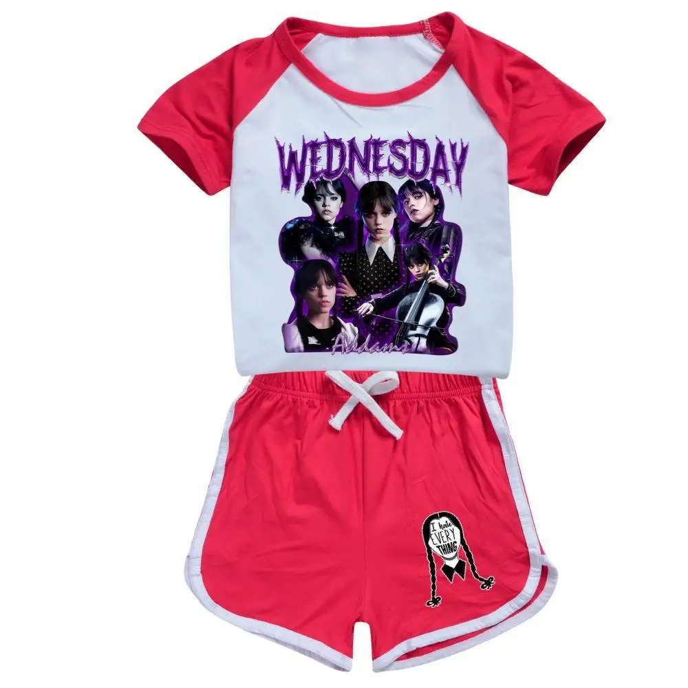 Wednesday Addams Peripheral Children's T-shirt Shorts Sports Suit Clothes for Children From 1 To 12 Years Children's Clothing