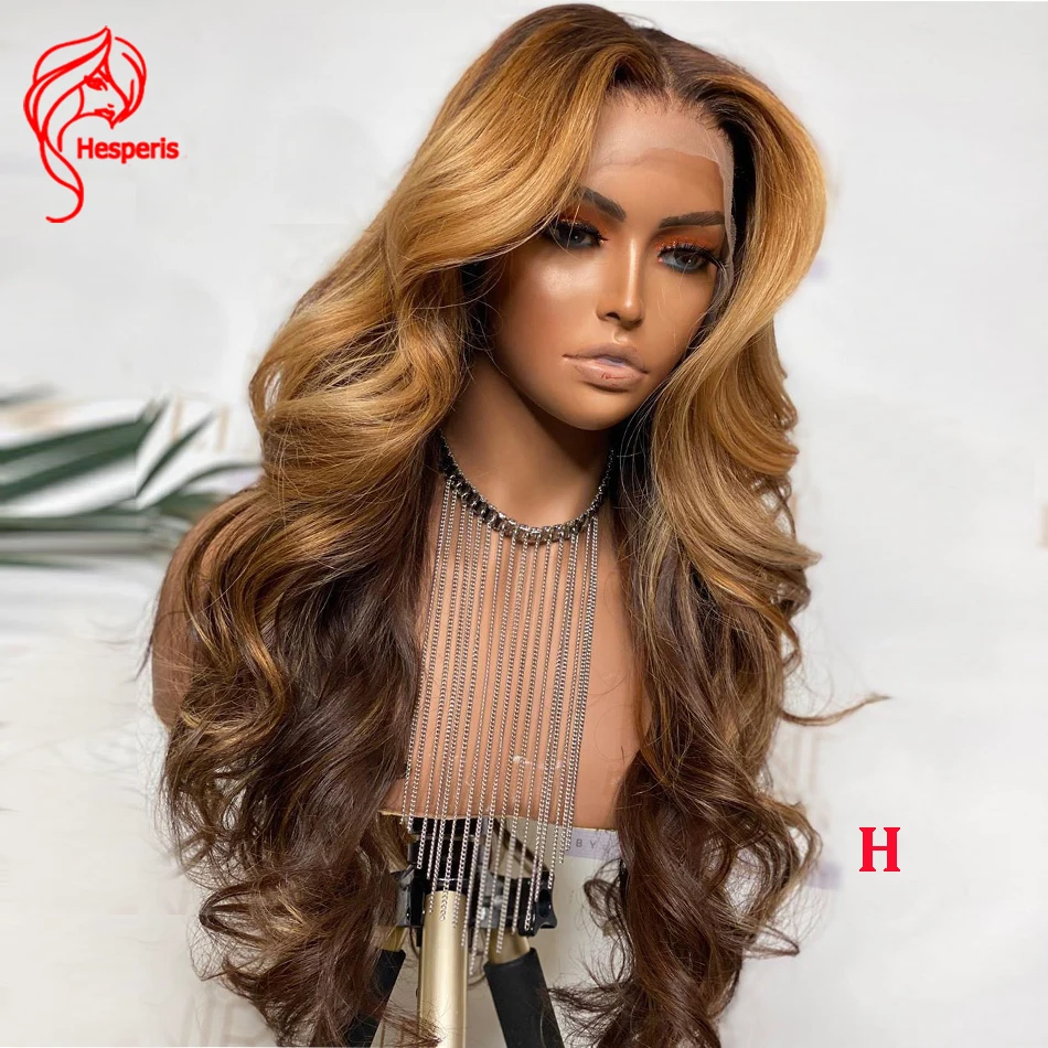 Hesperis 13x4 Deep Part Lace Front Human Hair Wigs Brazilian Remy Body Wave Highlight Honey Blonde Ombre Human Hair Wigs