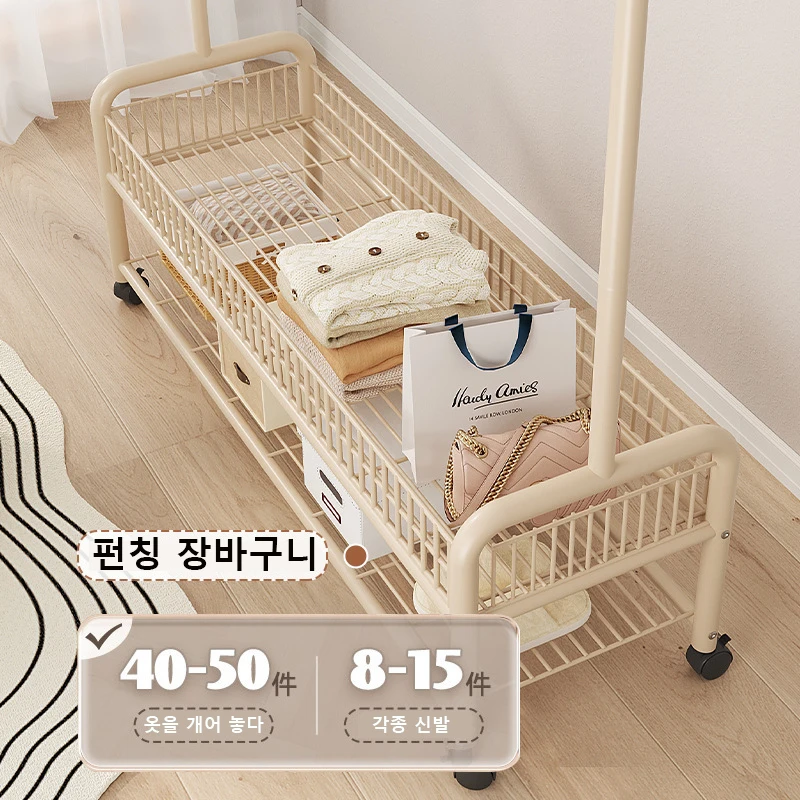 Mobile Clothes Rack with Storage - Freestanding Garment Organizer with Hooks & Shelves, Floor Hanger for Bedroom, Hanger Rack image 4
