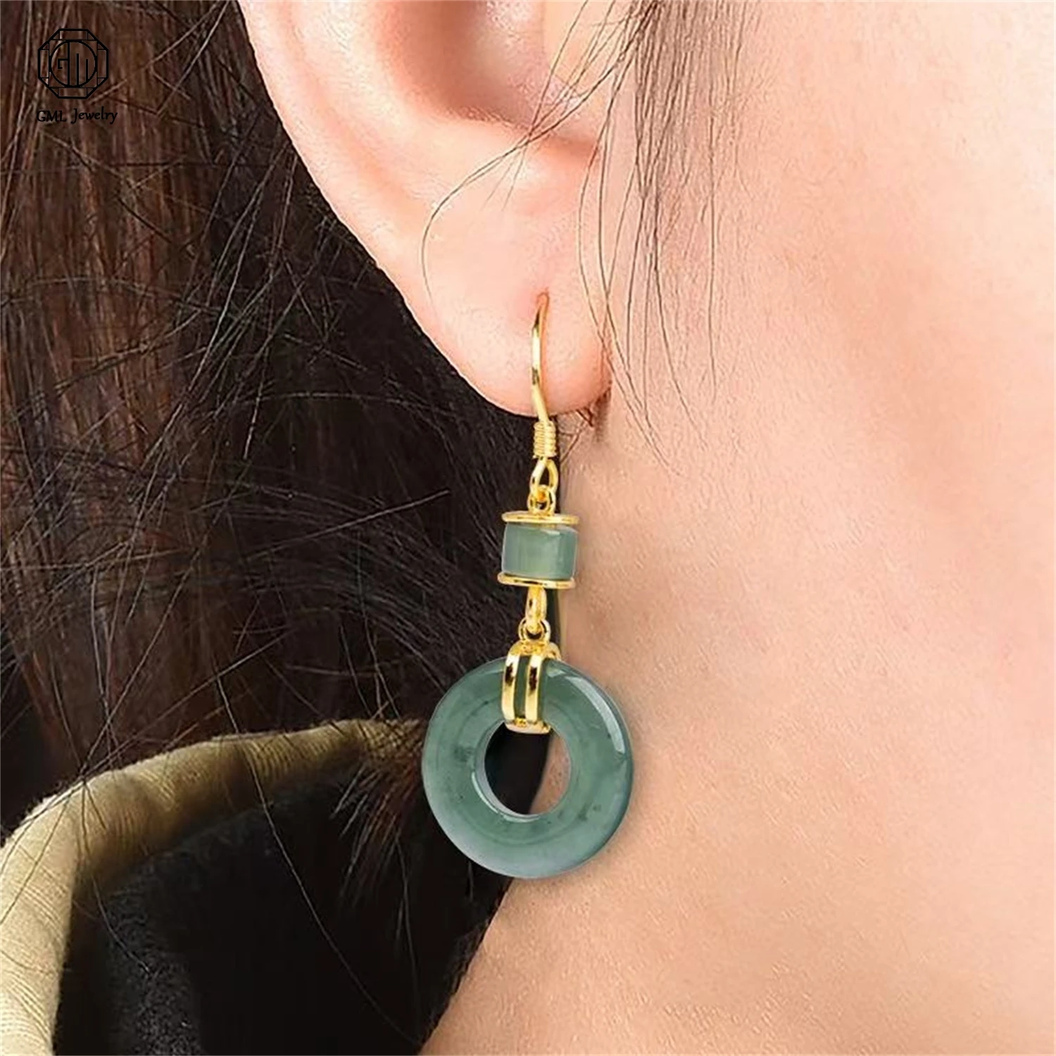 

Natural Grade A Jadeite Ice Earrings 925 Sterling Silver Inlaid Women Fashion Drop Exquisite Women Earrings Jewelry Gift