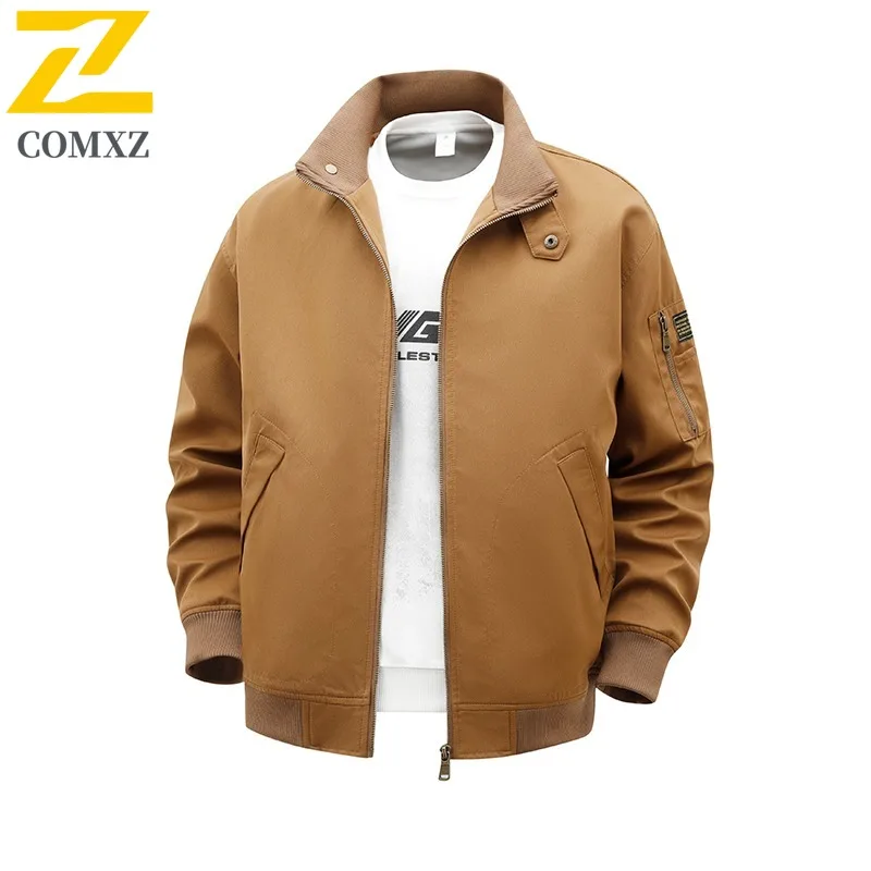 

​Men TurnDown Collar Jacket Autumn Winter Casual American Style Solid color Workwear Waterproof Fit Camping Fishing Outerwear