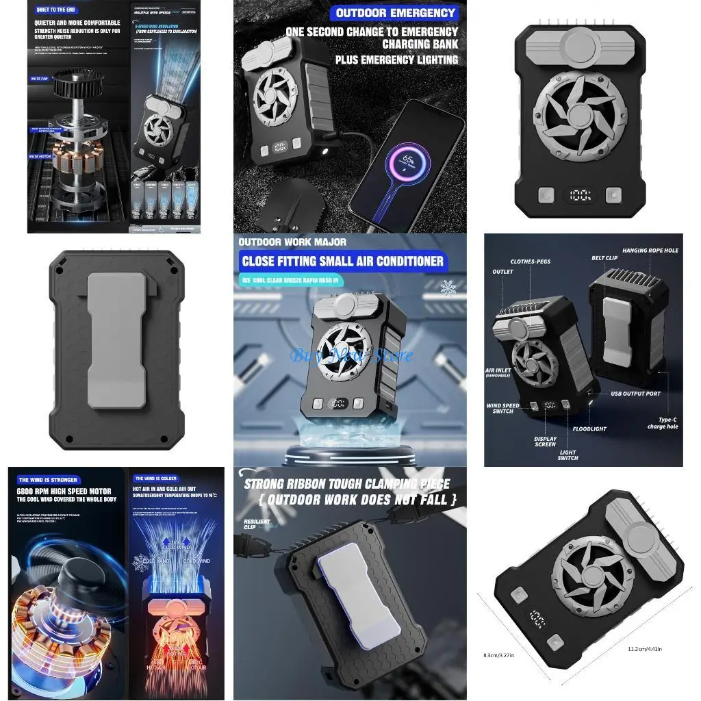 

20CE 5 Speed Portable Neck Fan Bladeless Hangings Fan Wearable 10000mAh Battery Rechargeable Fan with Screen