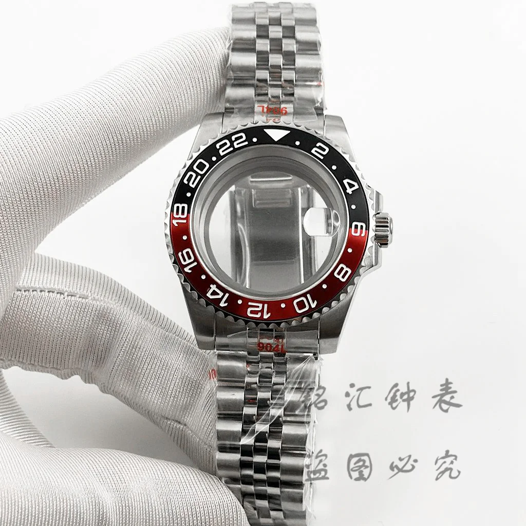 VH31 40MM SUB Black Red GMT Bezel Sapphire Glass Watch Case Jubilee Bracelet For NH35 NH36 ETA2824 Movement 120 Clicks Bezel view 3