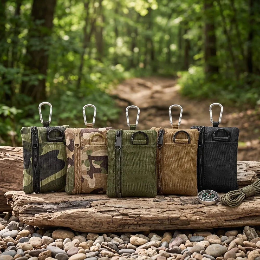 Tarnmuster Mini Molle Taktische Tasche Wasserdichte Oxford Reißverschluss-Schlüsseltasche Tragbare Karten- und Münztasche mit Karabiner Outdoor EDC-Ausrüstung – Detail 5