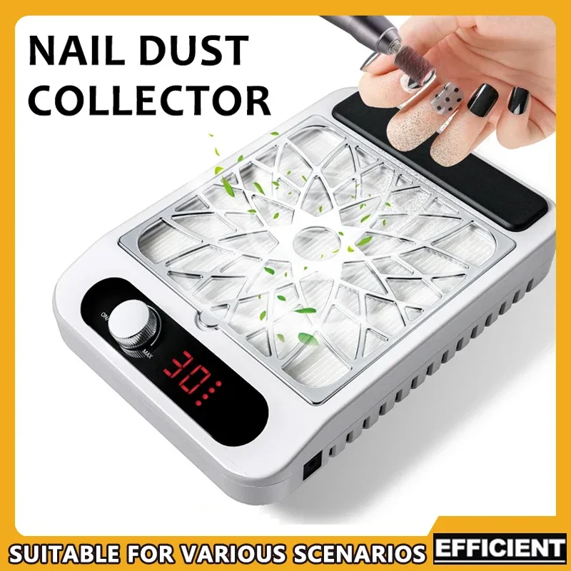

Professional Nail Dust Vacuum Collector with Reusable Filter Powerful Adjustable Speed Nail Dust Extractor for Manicure Equipmen