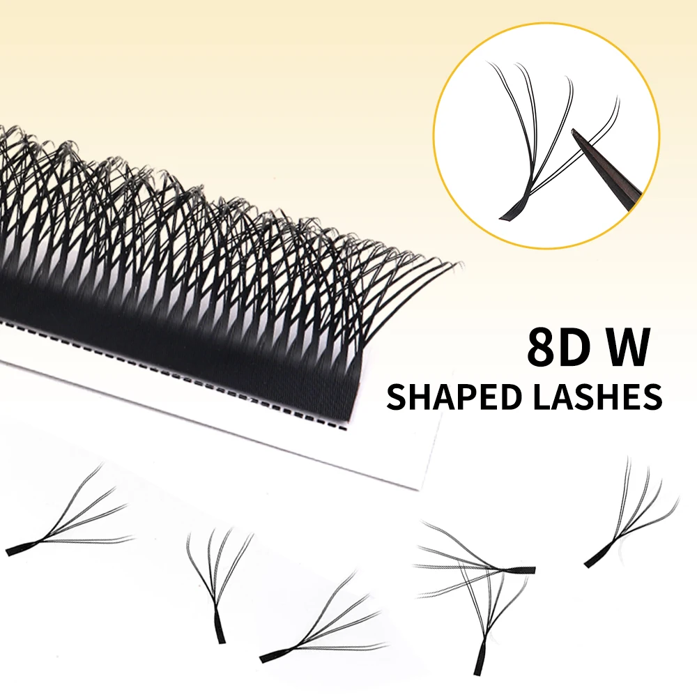 Gemerry-W Shape Eyelashes Extension, Premade Volume Fan, Fake Lashes Supplies, Soft, 8-15mm, 2 Dicas, 4D, 6D, 8D, 10D