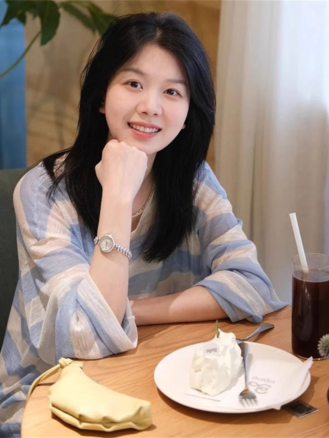 

Light Blue Striped Women's Long Sve T-irt Korean Sle Loose Fit Base irt Spring Sun Protection Cover up Commute Wind