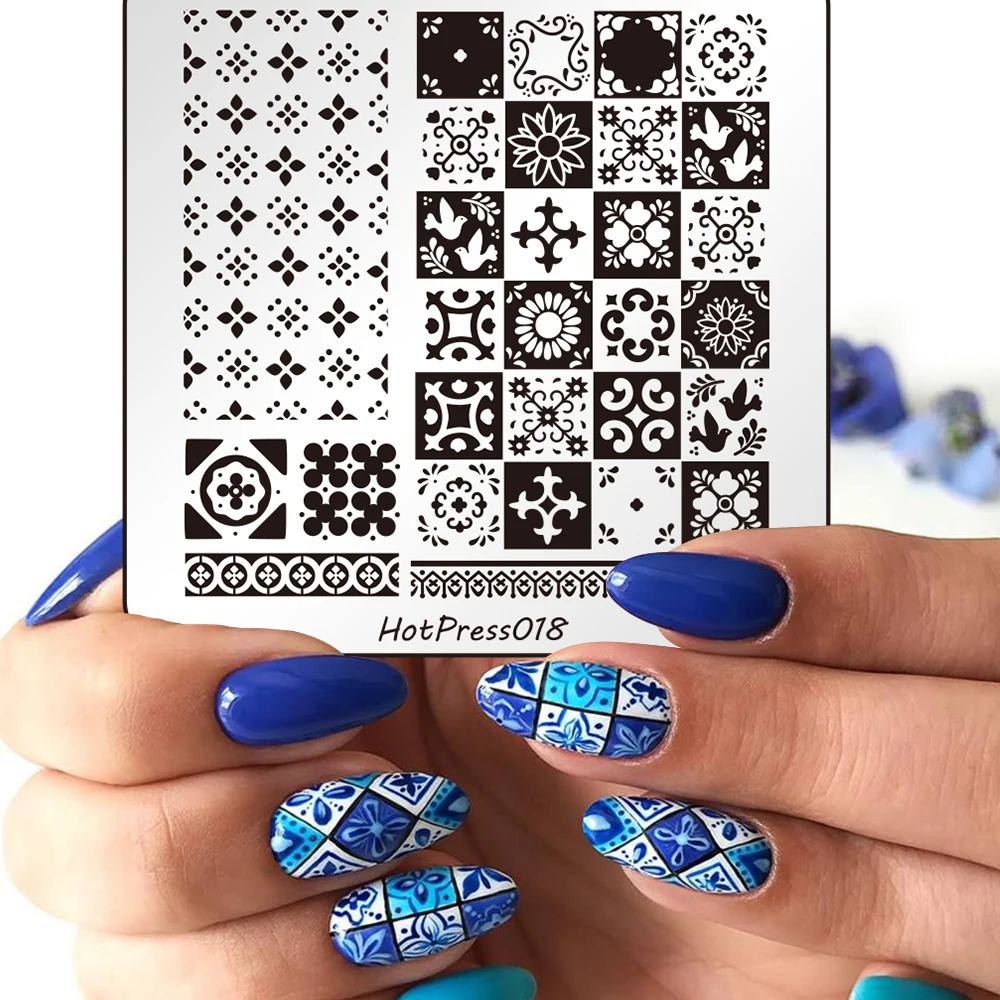1pc 3D Cute Cat Patterns Modello di stampa per unghie fai da te Vintage Bohemia Style Nail Stamping Piatti Stencil Stamper Manicure Strumento fai da te