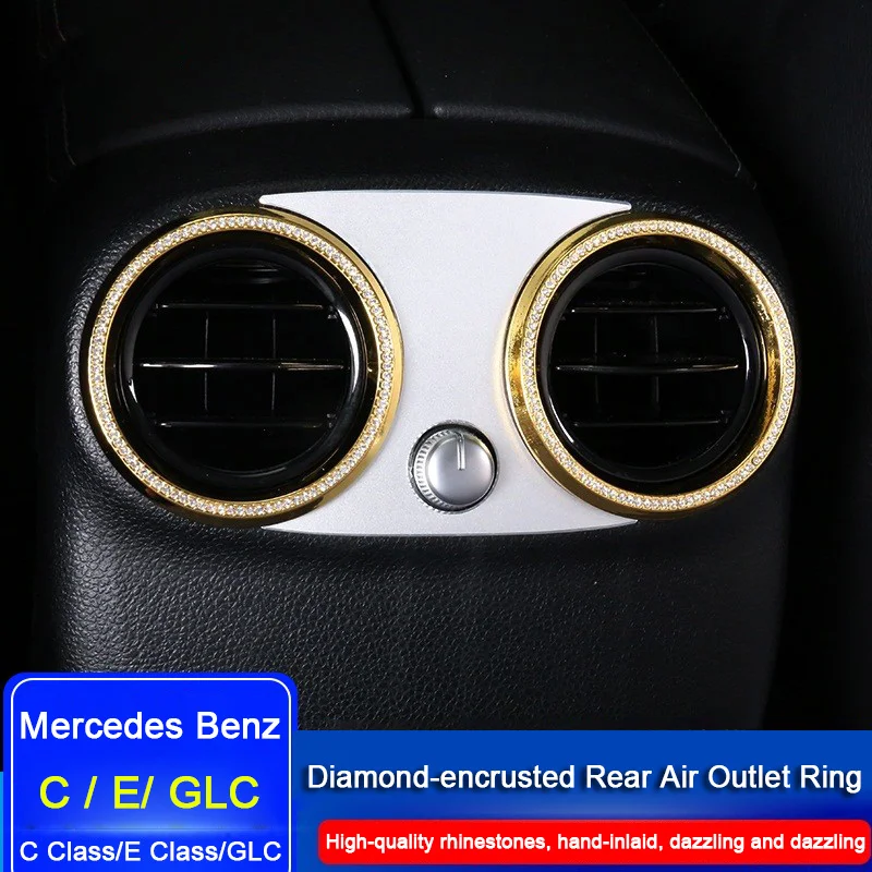 Auto Parts Rear Air Outlet Vent Decorative Ring Set With Diamonds For Mercedes Benz E Class W213 C Class W205 GLC X253 Accessory