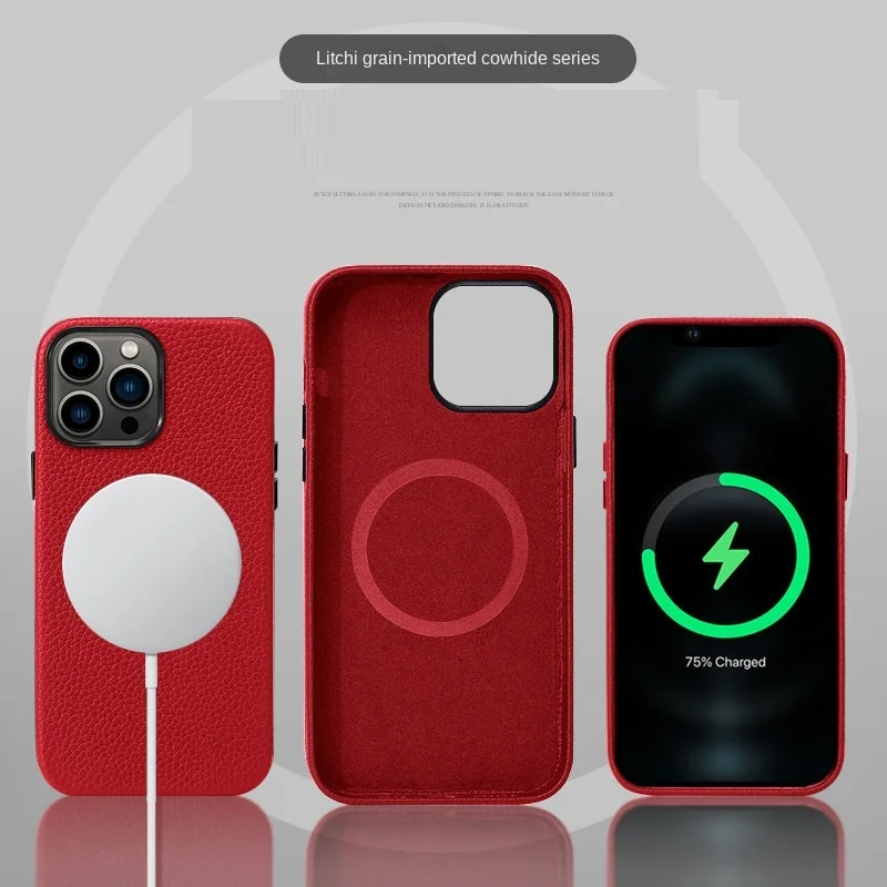 

Luxury High-end Cowhide Leather Case for iPhone 14 Pro Max 14Plus 13Pro 12 Mini Magnetic Wireless Charging Protection Back Cover