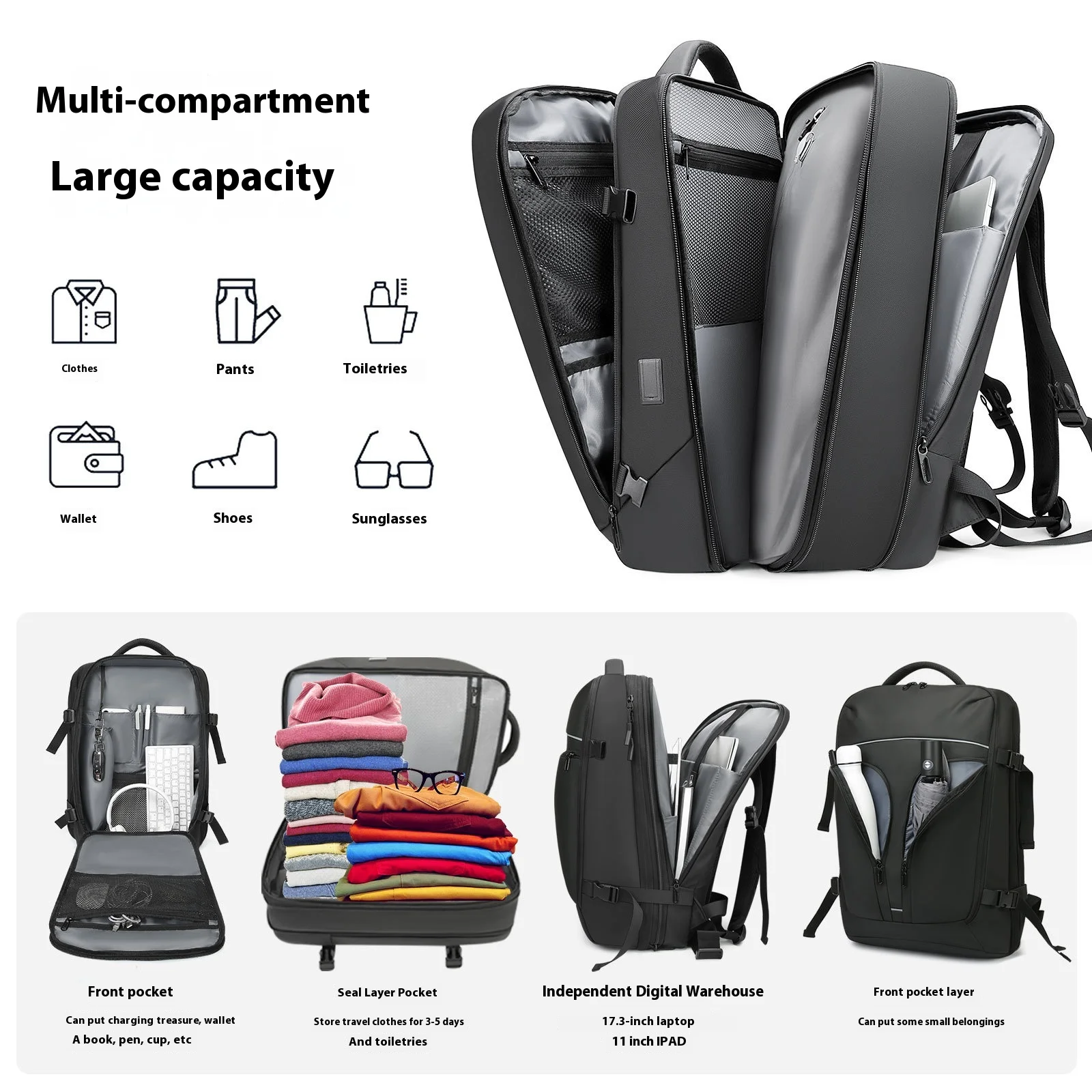 Men Backpacks vacuum compression Travel laptop Backpack Business Large Capacity school Backpacks expand outdoor backpack