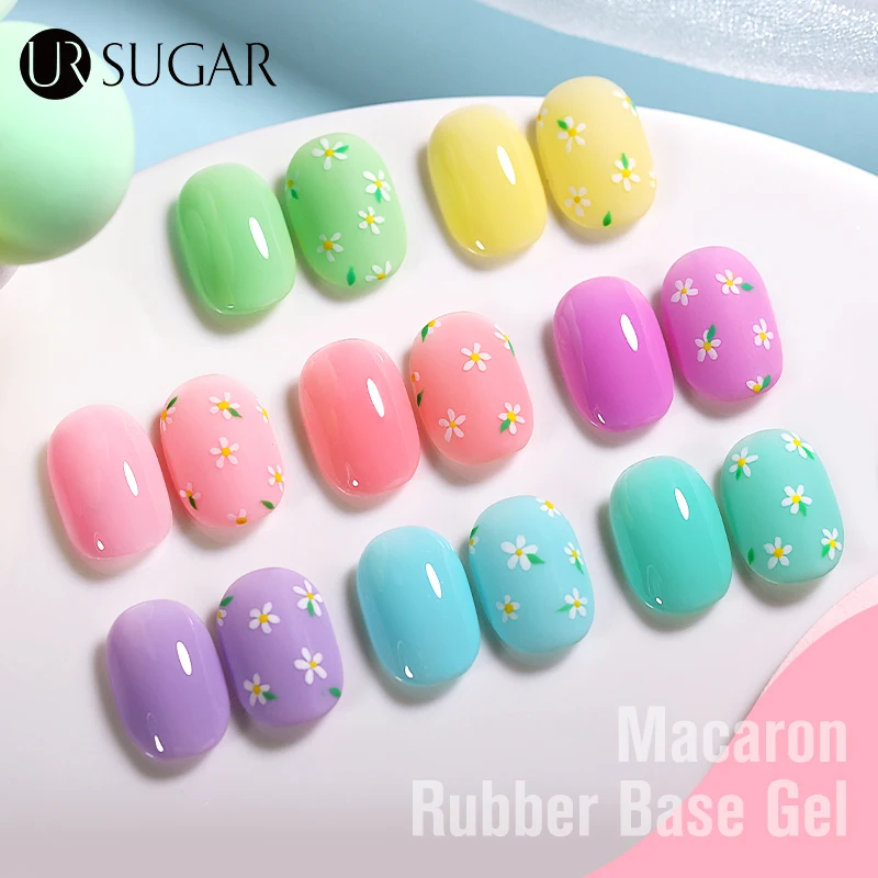 UR SUGAR 7ml Macaron Spring Rainbow Rubber Base Gel Nail Polish Summer Gel varnishes Semi-permanent Nail Polish for Nails