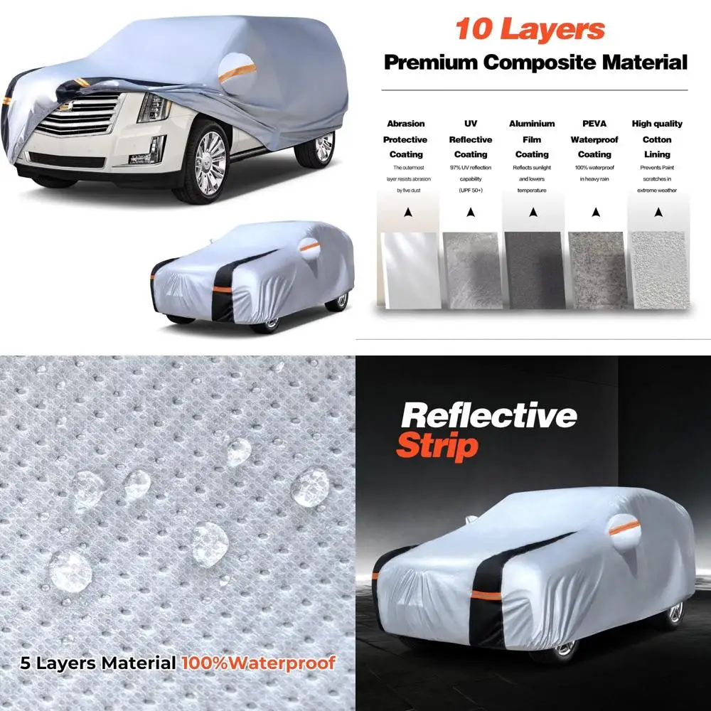 

Waterproof Heavy Duty Outdoor SUV Car Cover All Weather Protection Full Exterior Rain Sun Wind UV Resistant Cover