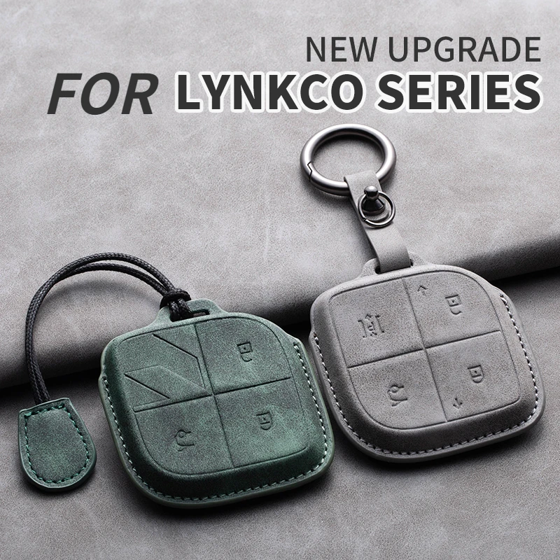 Leather Car Key Case Cover for LYNK&CO 08 2022 2023 2024 LYNK CO 08 for LYNKCO 01 02 03 05 06 09 Auto Key Fob Holder Keychain