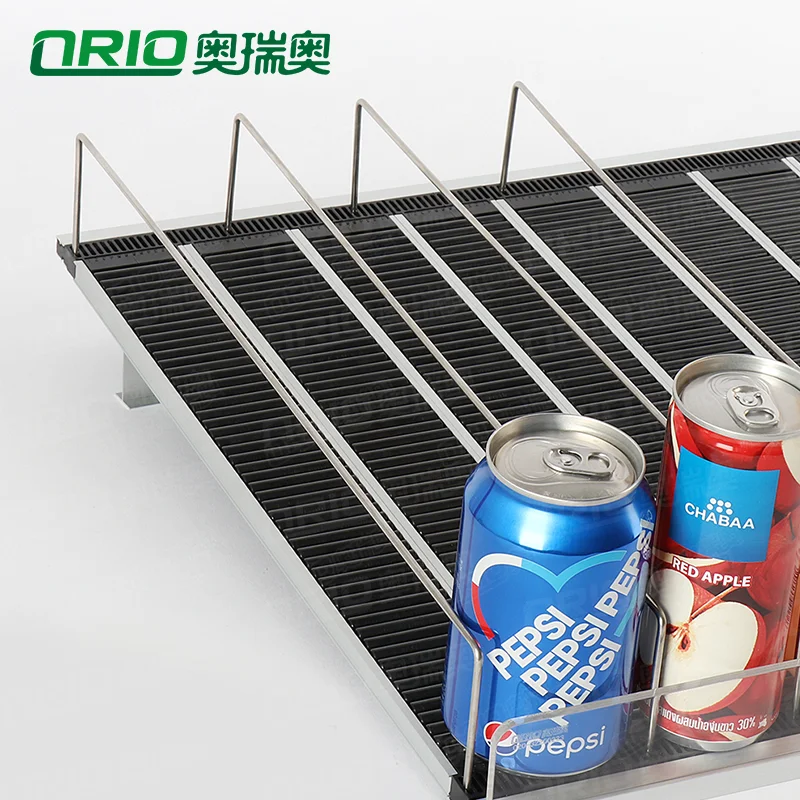 Auto-feed Gravity Beverage Display Shelf Freezer Drink Bottle Glides Stand Basket Supermarket Cooler Gravity Feed Roller Shelf