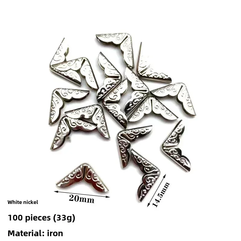 50PCS Iron Plate Electroplating Corner Wrap Notebook Book Cover Photo Frame Ledger Metal Antique Decoration Protective Corner