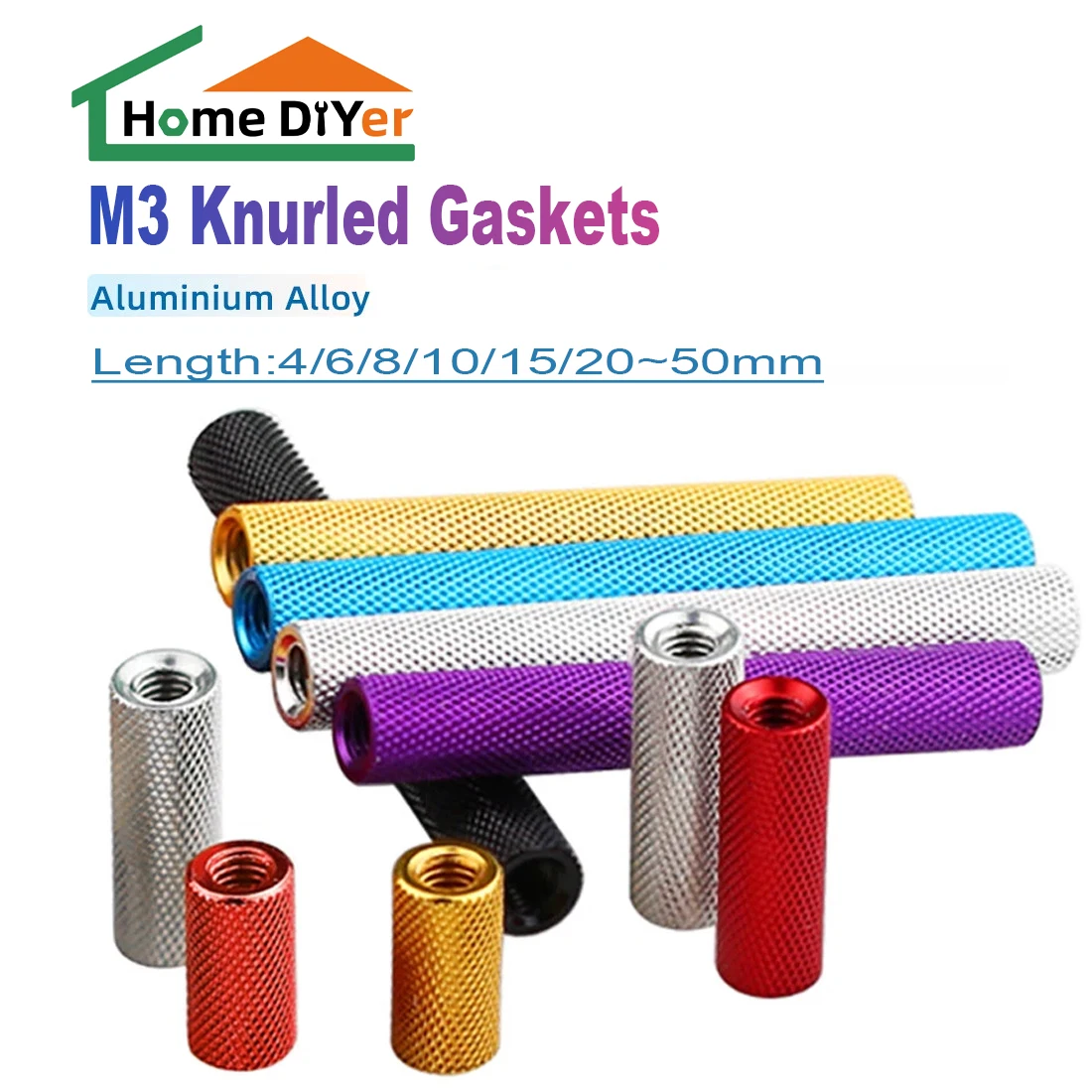 

5Pcs Aluminum Standoff Spacer M3 Knurled Hex Coupling Rods for Drone, RC Models, 3D Printer - Anodized 11 Colors