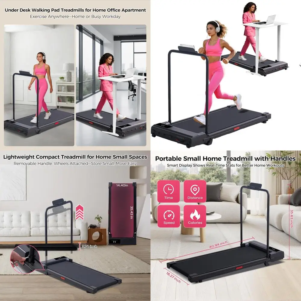 

Портативная электрическая беговая дорожка с ручкой, компактная беговая дорожка для дома, 3.5 л.с., LED-дисплей, выдерживает нагрузку до 400 фунтов.