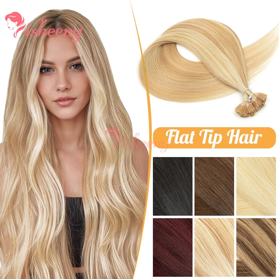 

Человеческие волосы isheeny с плоским кончиком, 12-22 дюйма, натуральные прямые кератиновые волосы Fusion, 50 шт./упак., 30 г, предварительно склеенные волосы