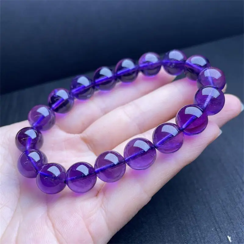 12MM Natural Amethyst Bracelet Women Energy Bead Reiki Healing Fengshui Stone Jewelry Holiday Gifts 1PCS