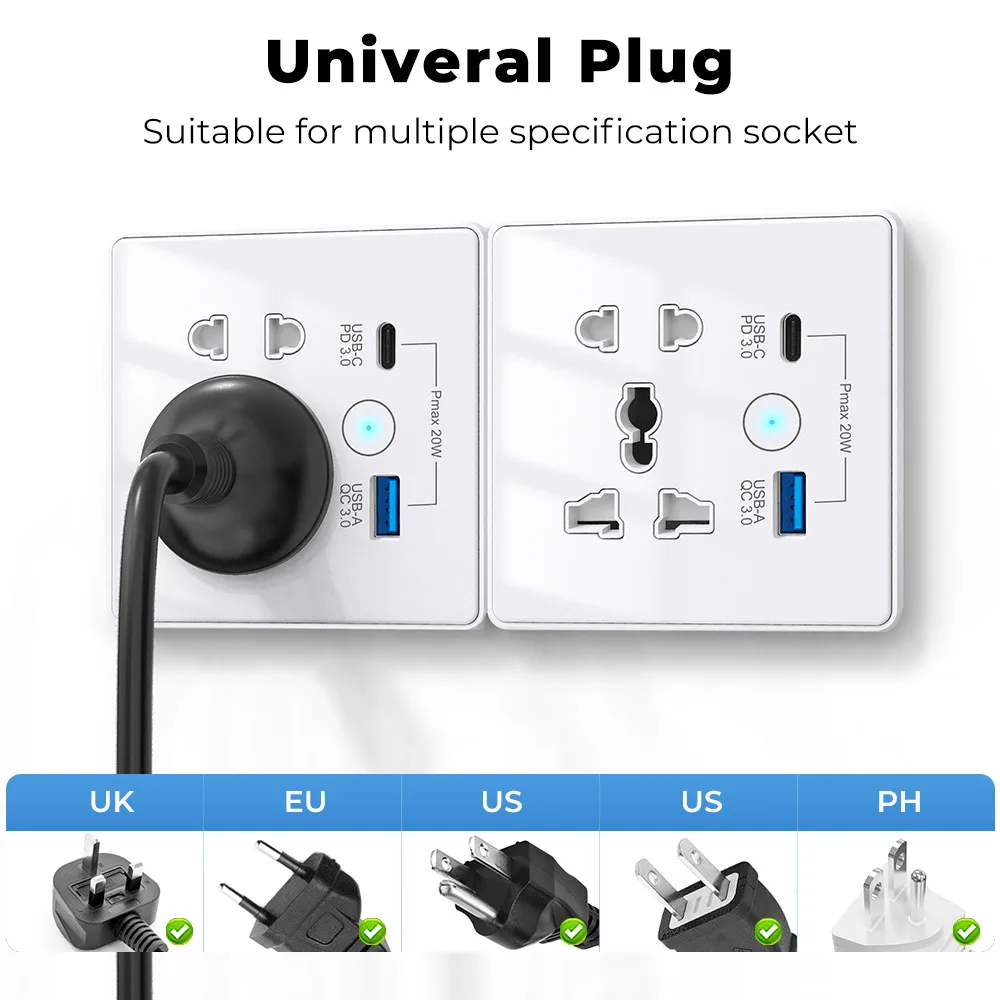 Smart Socket Switch Tuya WiFi PD/QC3.0 Quick Charge USB/Type-C Port Outlet Support Alexa Google Home EU UK US Plug
