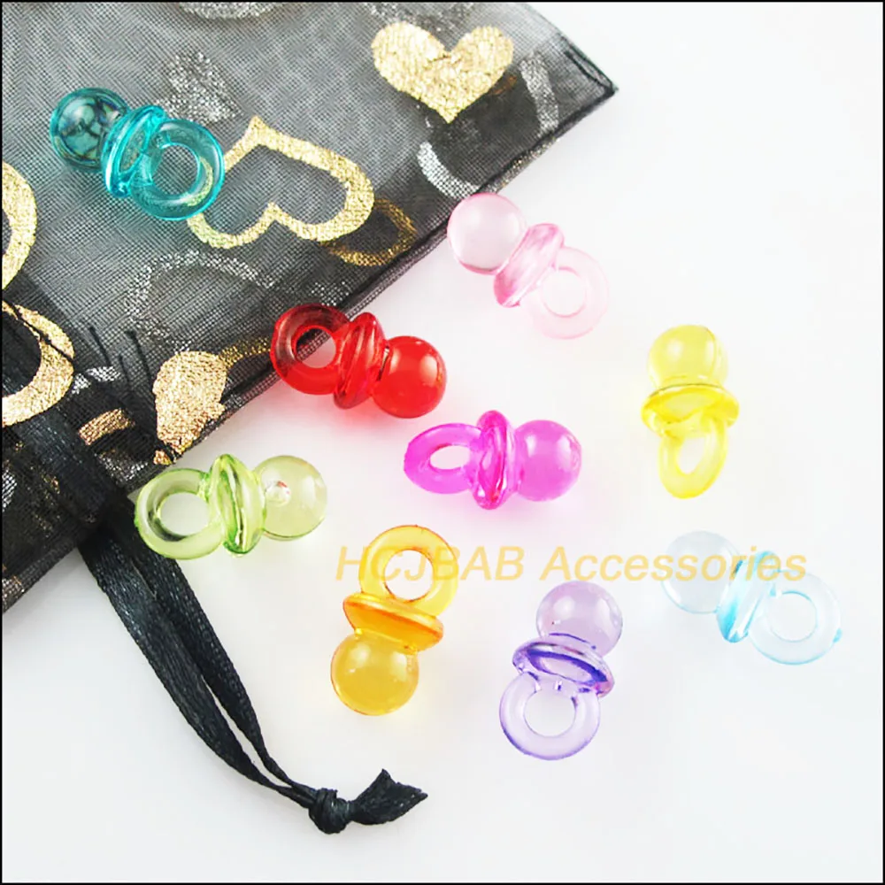 50Pcs Mixed Plastic Acrylic Lovely Baby Nipple Charms Pendants 10x19mm