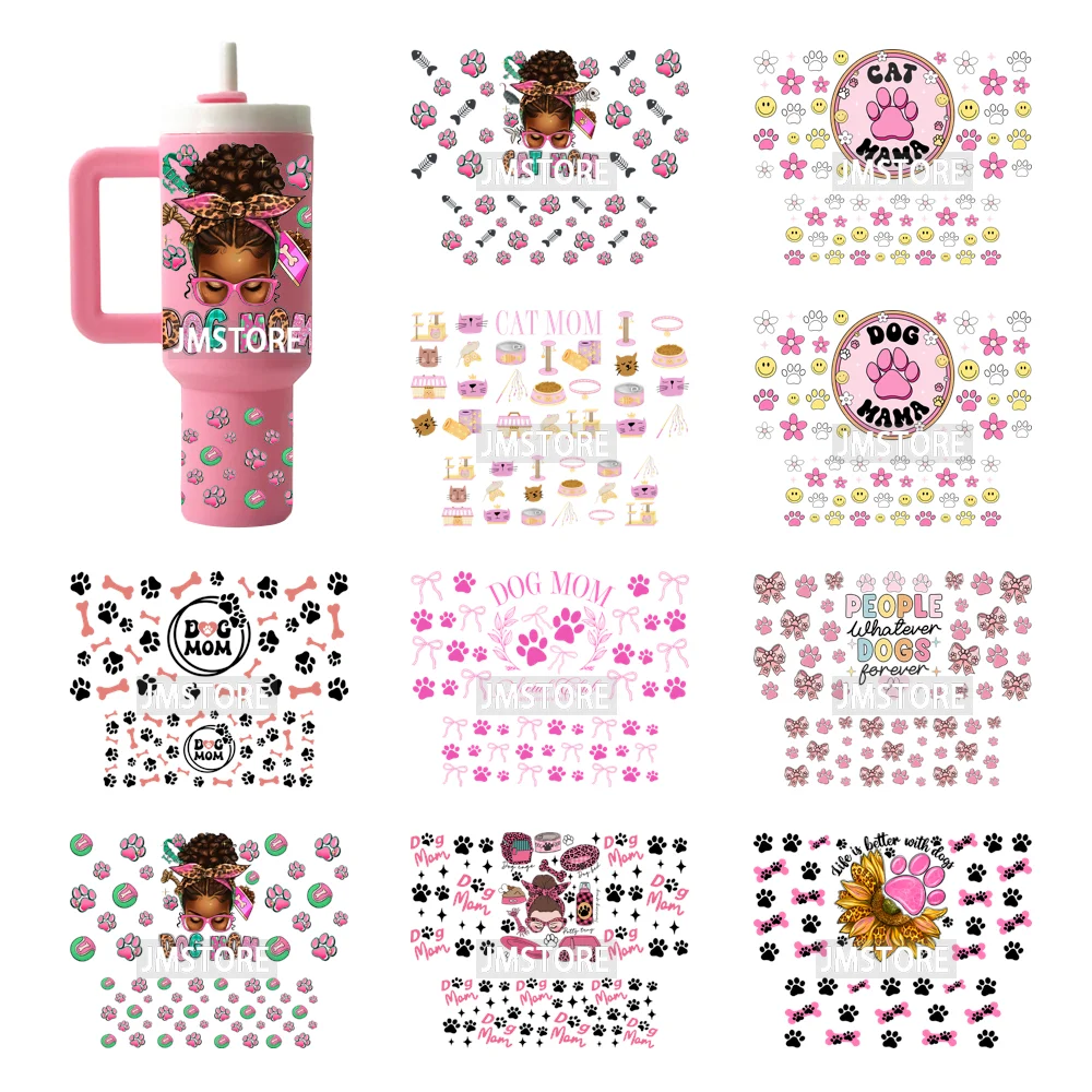 Брелок для ключей Dog Mom Coquette Cat Mama UV DTF, готовый к нажати, высококачественные УФ-наклейки для ключей с стаканом