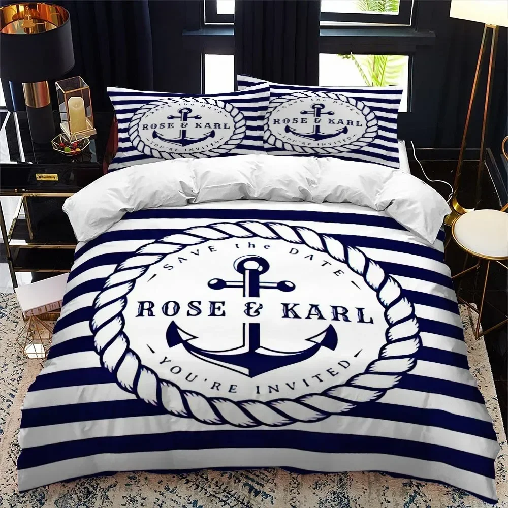 Nautical Series Bedding Set Boys Girls Twin Queen Size Duvet Cover Pillowcase Bed Kids Adult Fashion Home Textileextile