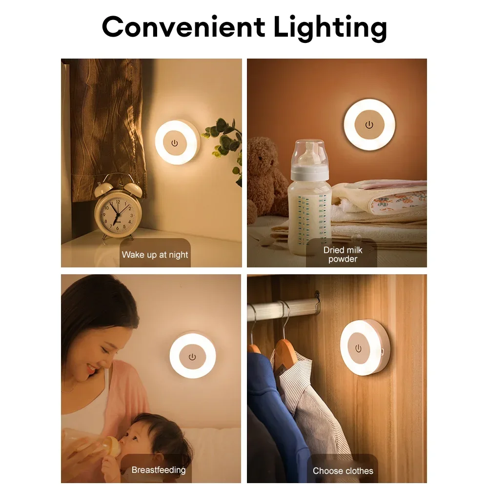 Energy Saving LED Home Appliance Sensor Night Light Home-appliance USB Rechargeable Room Decor Magnetic Wall Lamp Lighting